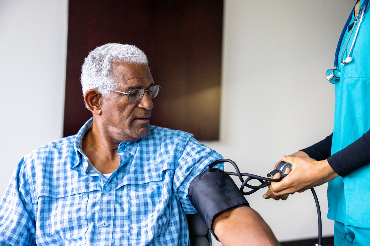 Man getting his blood pressure checked.