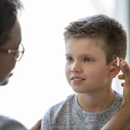 Young boy with hearing loss